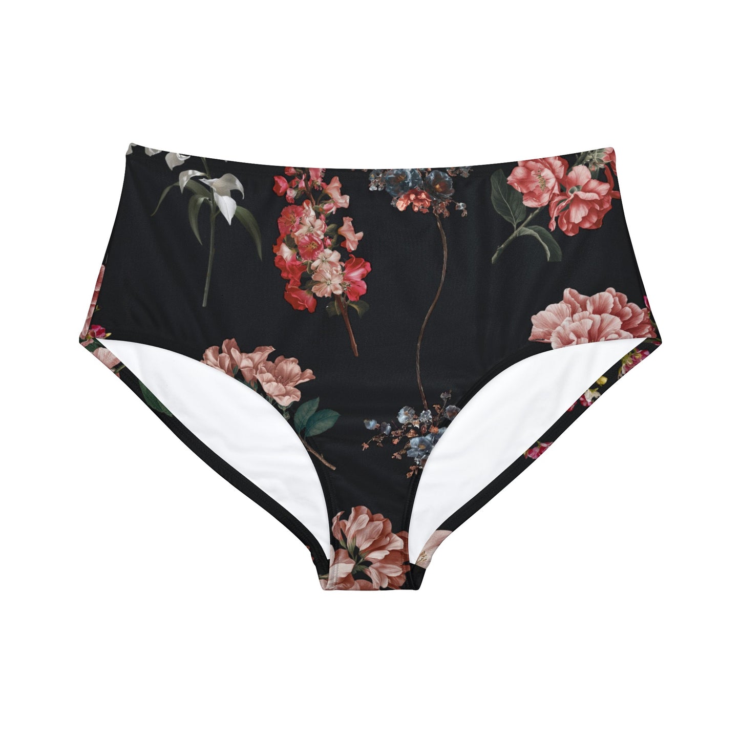 Botanicals on Black - Bas de bikini taille haute