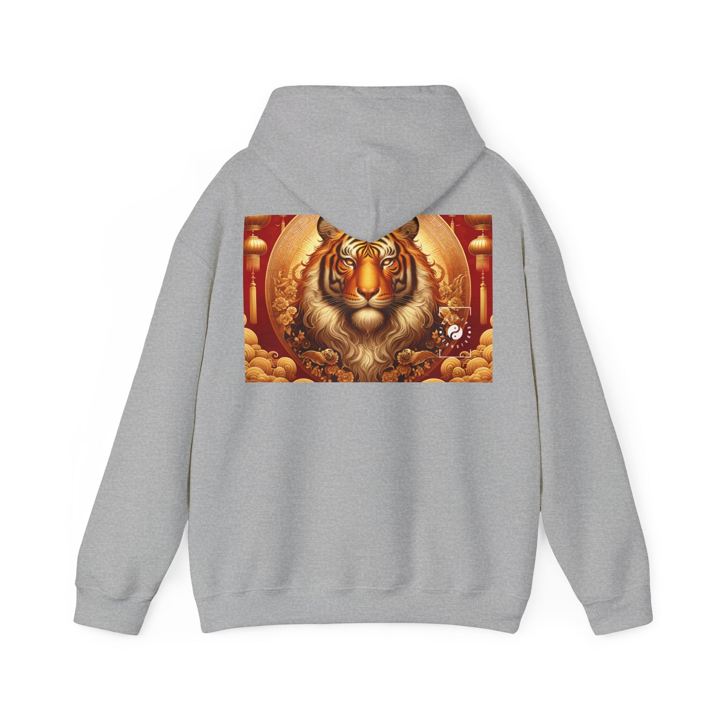 "Majesté dorée : Ascension du Tigre Lunaire" - Sweat à capuche 