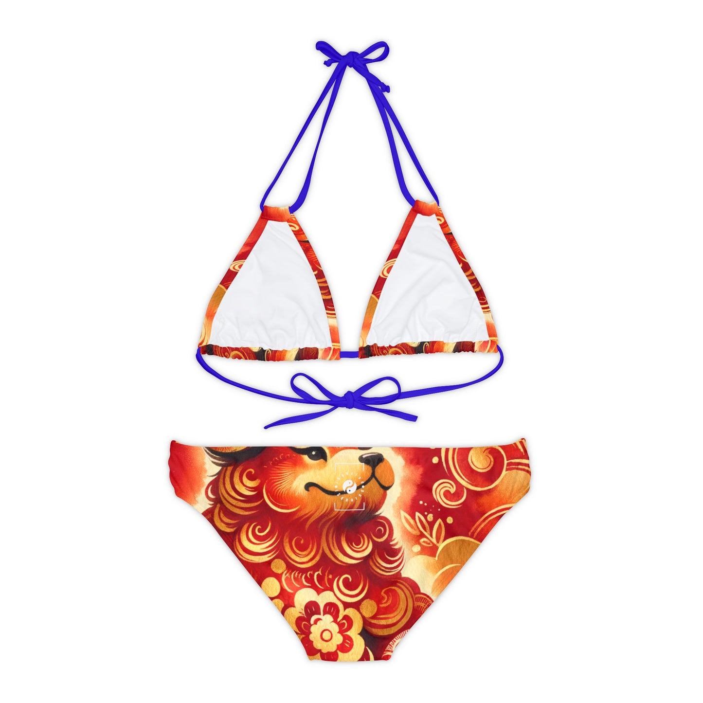 "Golden Canine Emissary on Crimson Tide: A Chinese New Year Odyssey" - Lace-up Bikini Set
