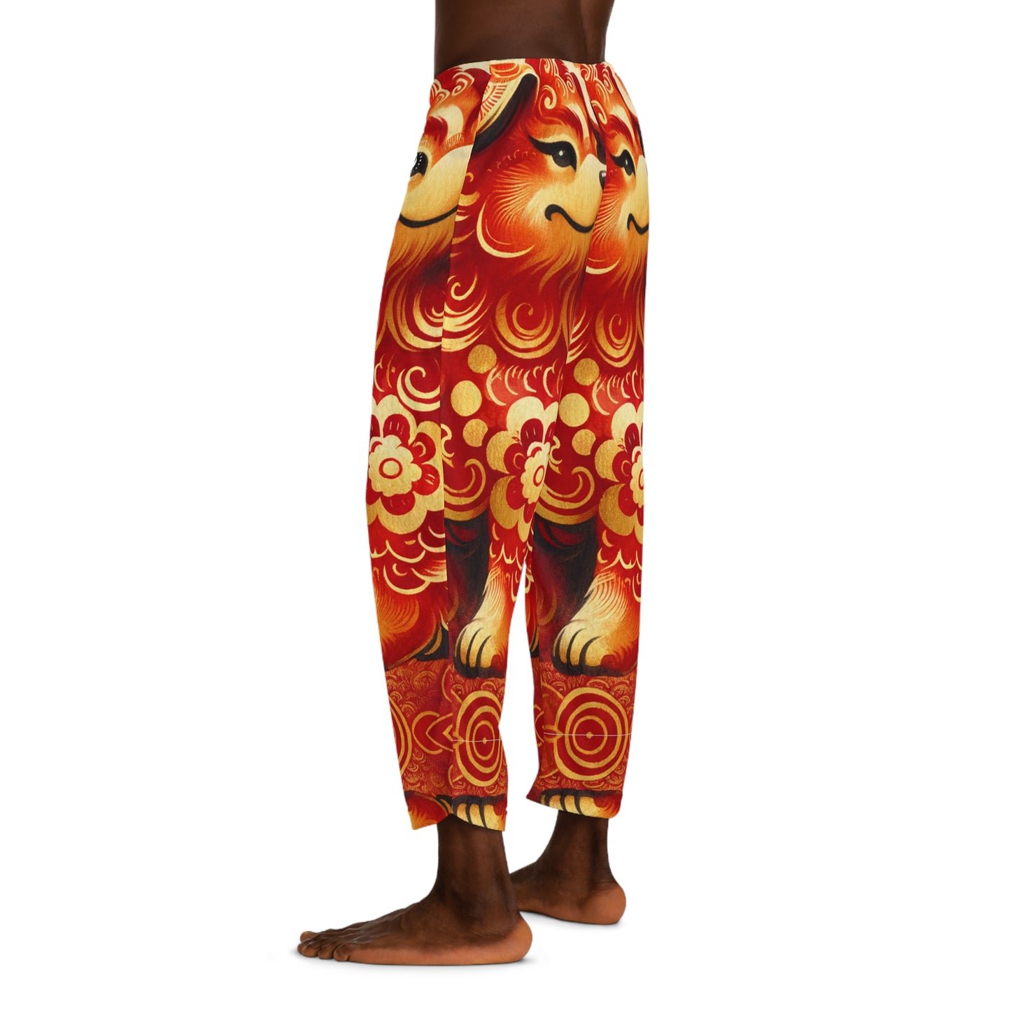 "Golden Canine Emissary on Crimson Tide: A Chinese New Year Odyssey" - men's Lounge Pants