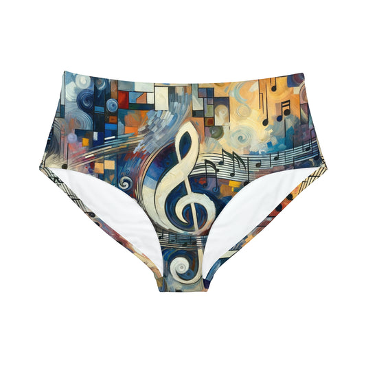 "Melodic Abstraction: Kandinsky's Symphony" - High Waisted Bikini Bottom