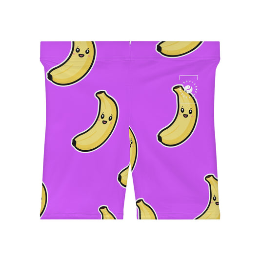 #D65BFF Violet + Banane - Short de yoga chaud