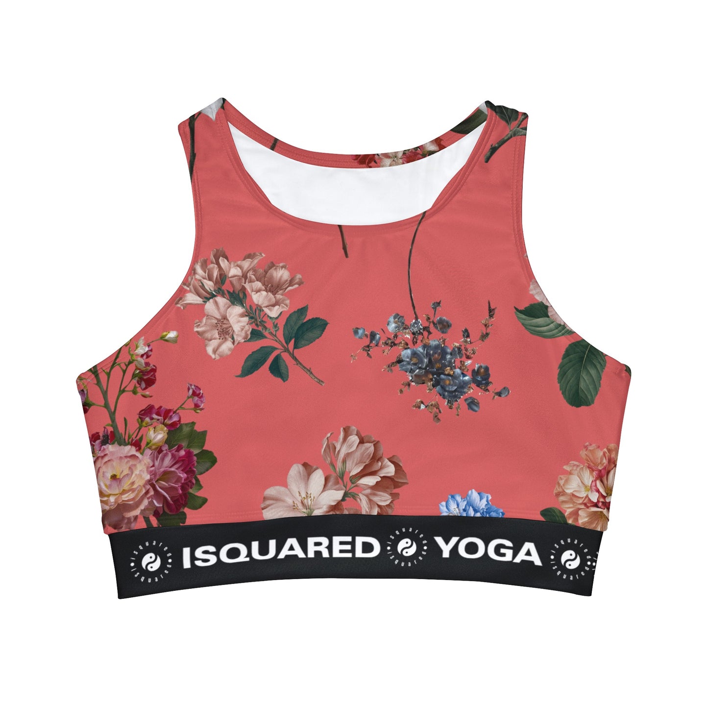 Botanicals on Coral - High Neck Crop Top