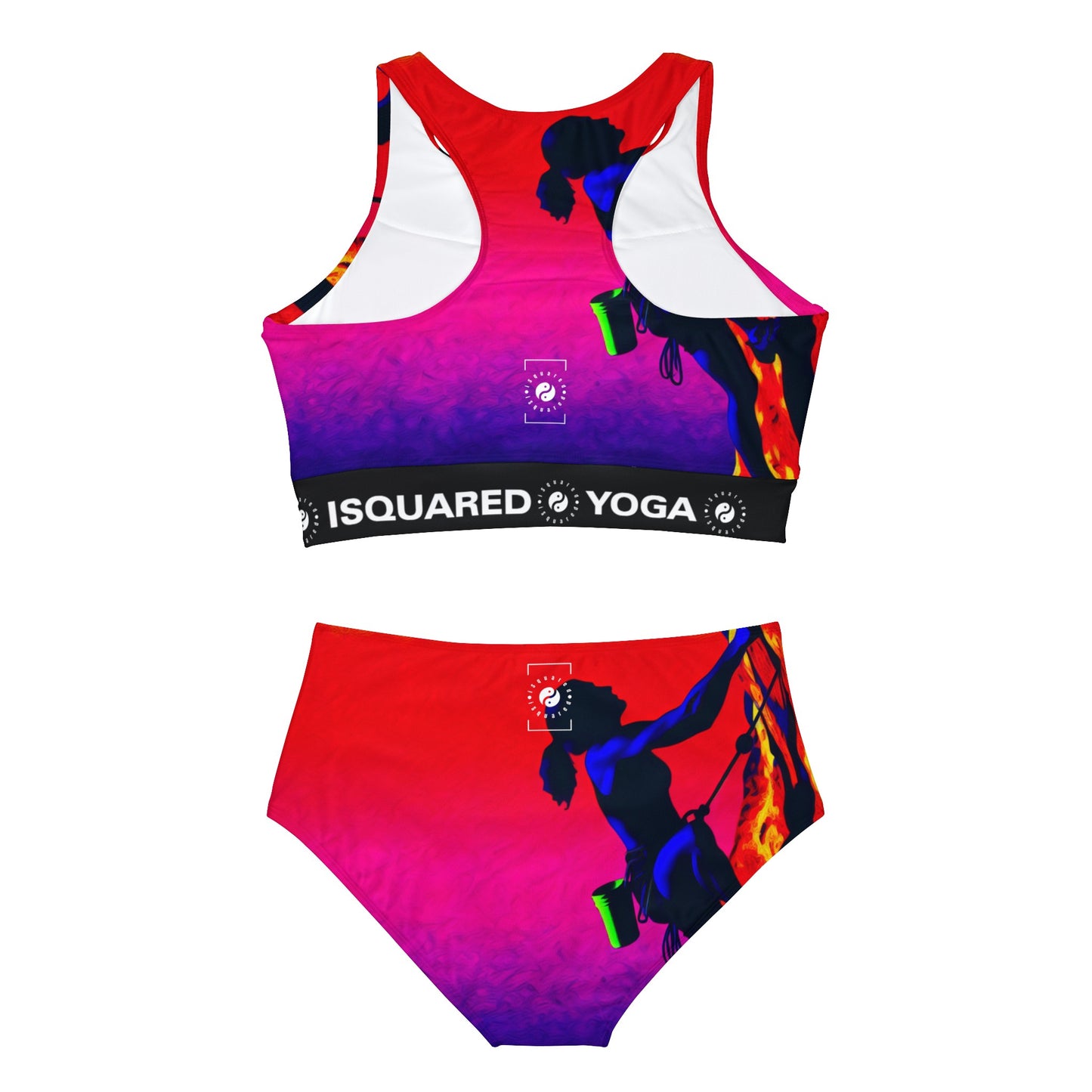 "Technicolour Ascent: The Digital Highline" - Ensemble de bikini de yoga chaud