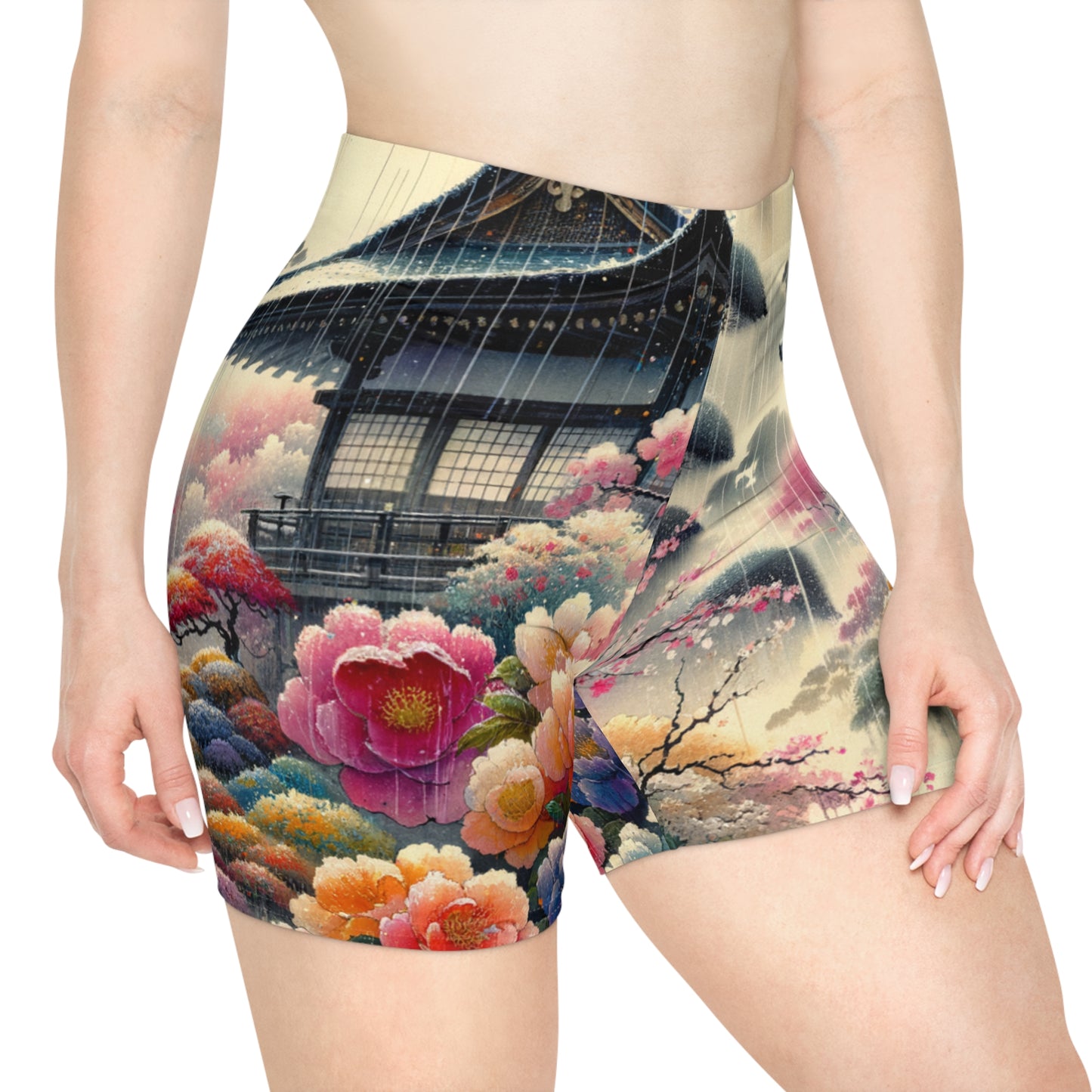 "Rain-drenched Sakura Spectrum" - Hot Yoga Short