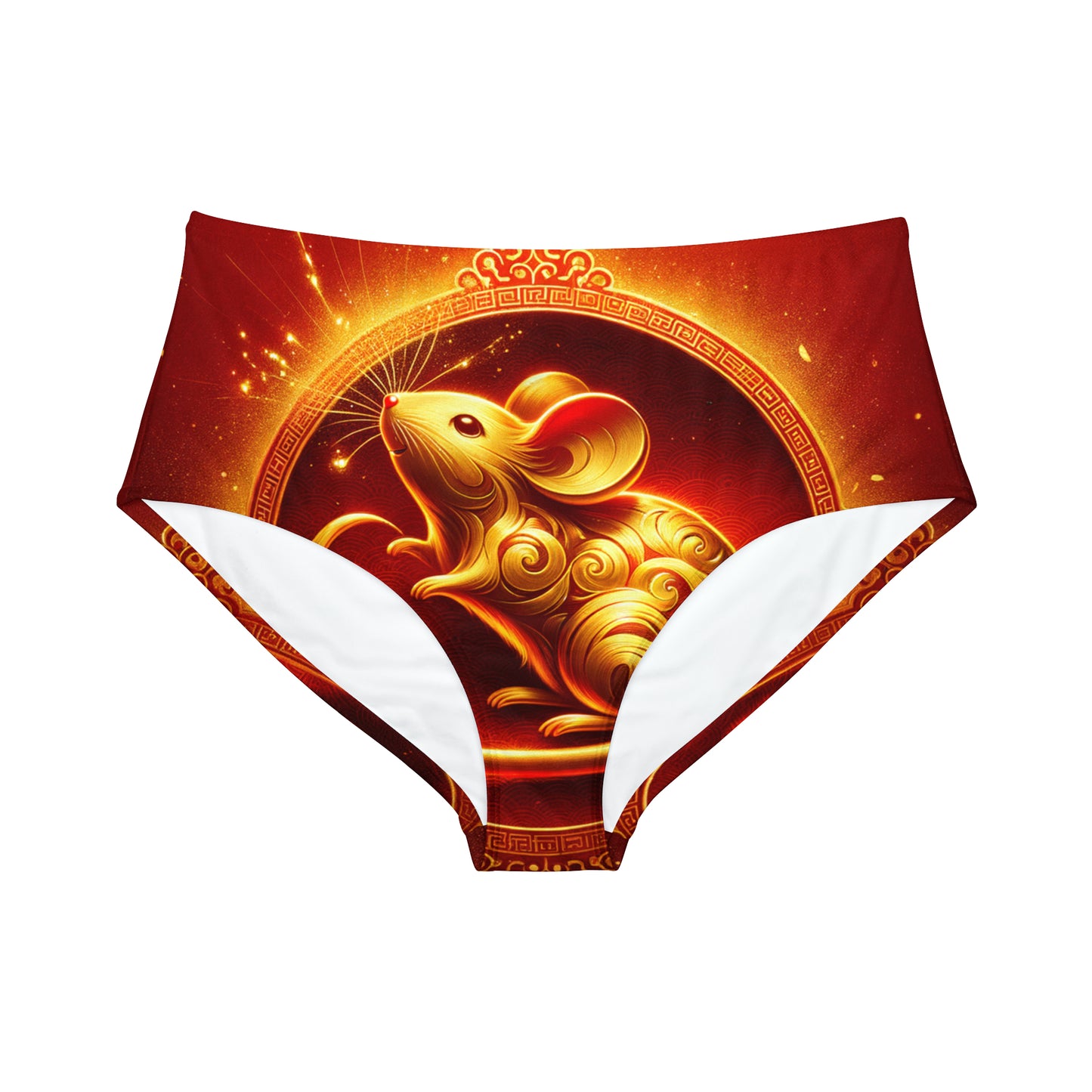 "Émissaire d'or : hommage du Nouvel An lunaire" - Bas de bikini taille haute