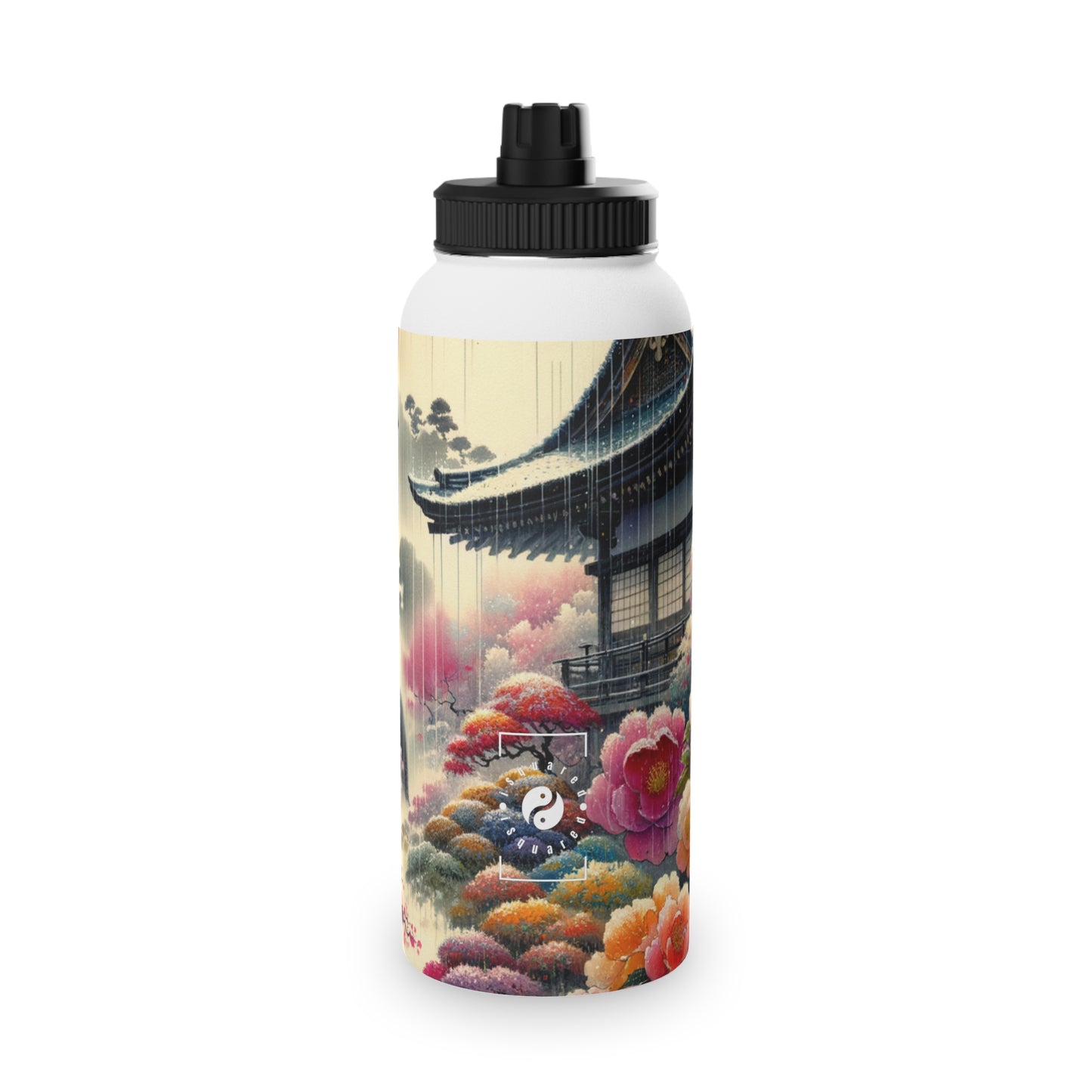 "Rain-drenched Sakura Spectrum" - Sports Water Bottle