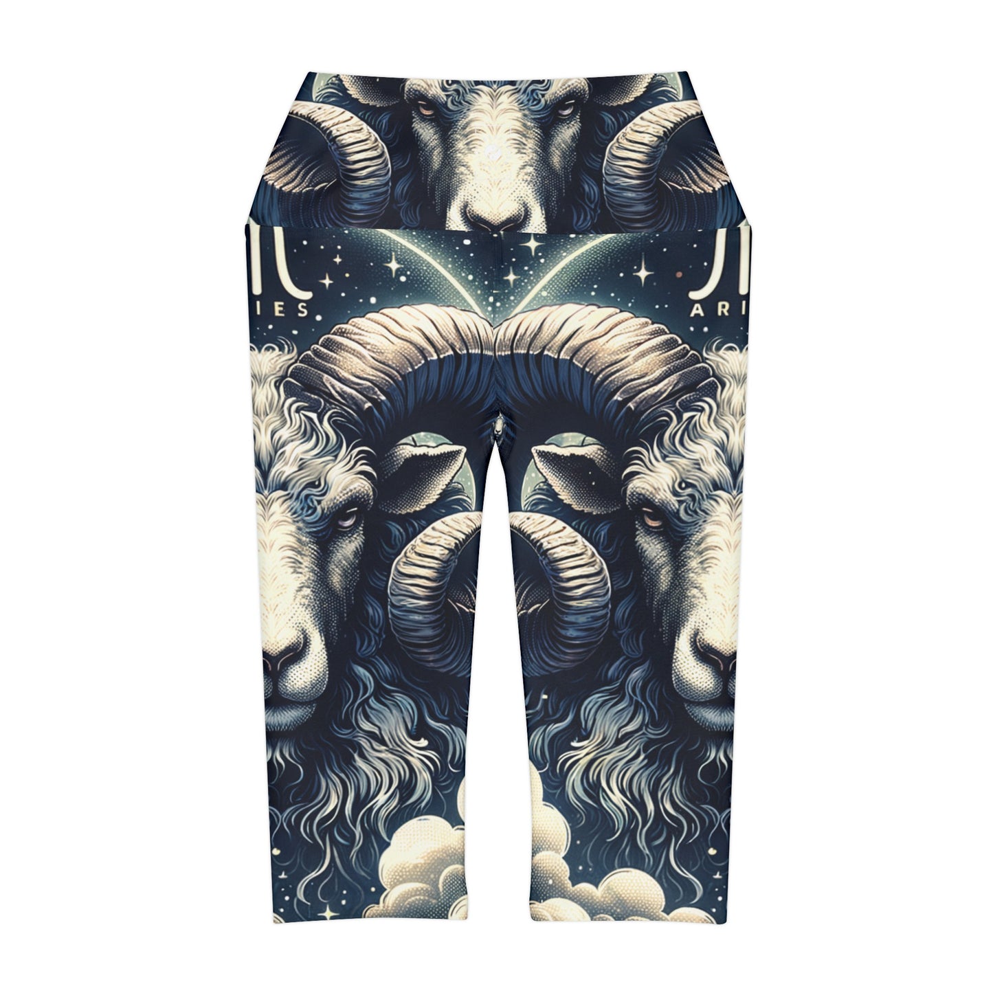 "Celestial Ram Ascendant" - High Waisted Capri Leggings