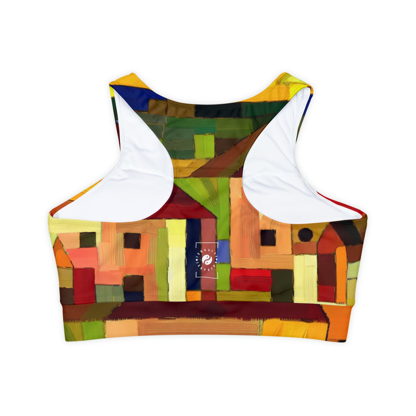 "Earthen Adobes in Hues of Hundertwasser" - Lined & Padded Sports Bra