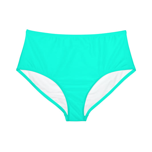 Neon Teal #11ffe3 - High Waisted Bikini Bottom