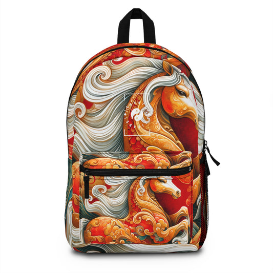 "Gold Gallop on Vermilion Vista: A Lunar New Year’s Ode" - Backpack