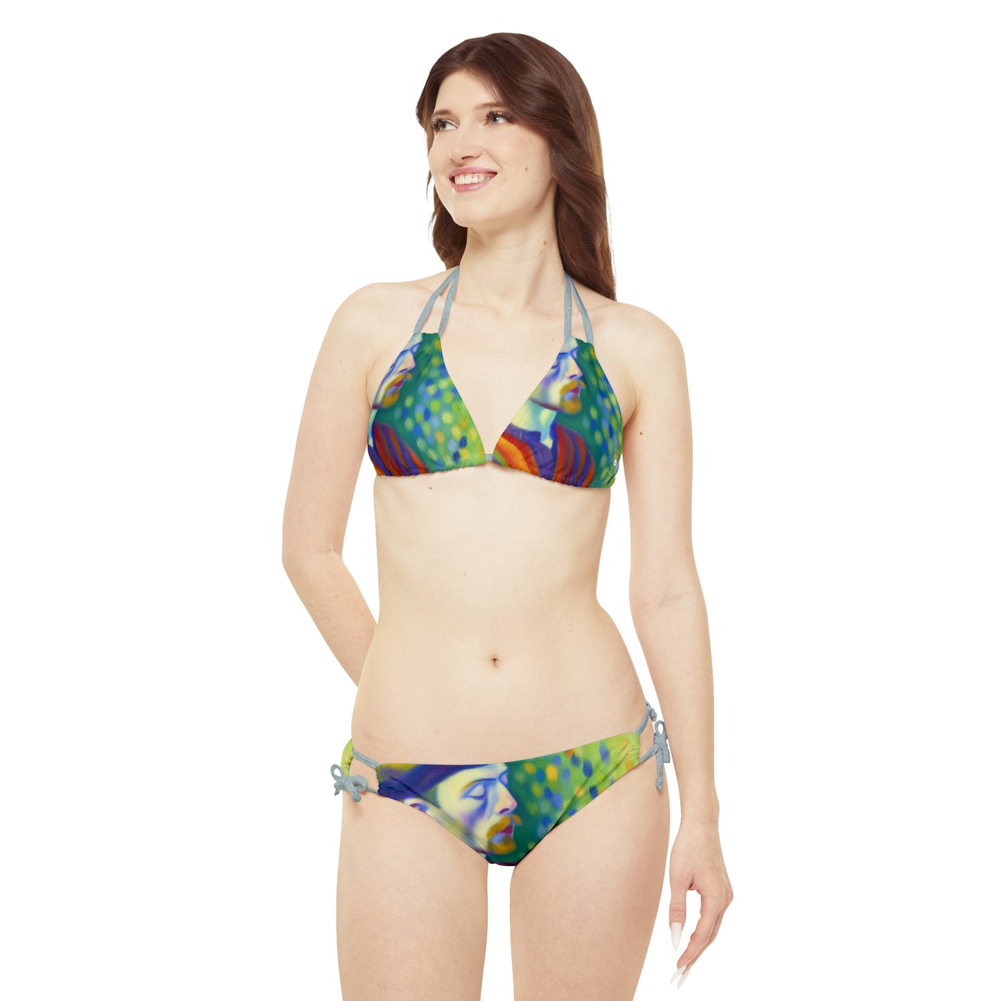 "Serene Resilience: A Frida's Solitude in hues" - Lace-up Bikini Set