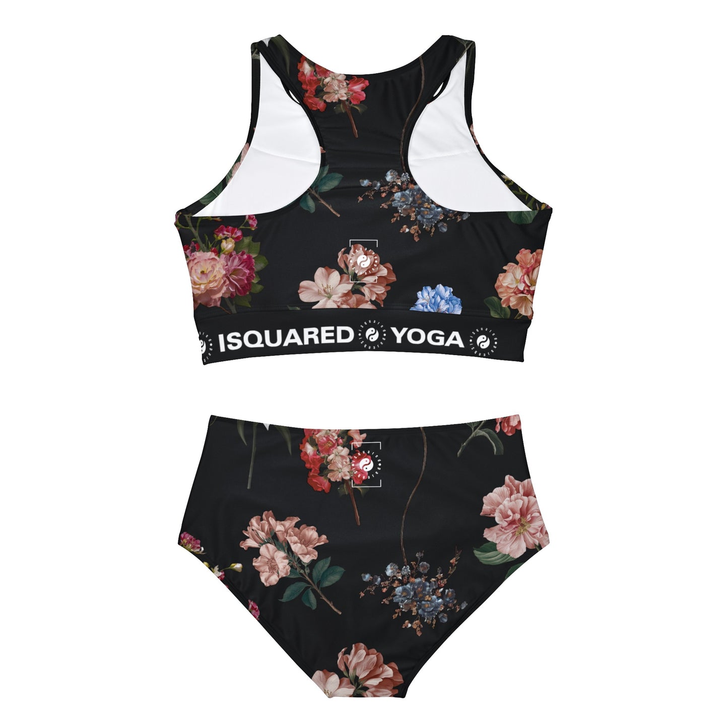 Botaniques sur noir - Ensemble de bikini de yoga chaud