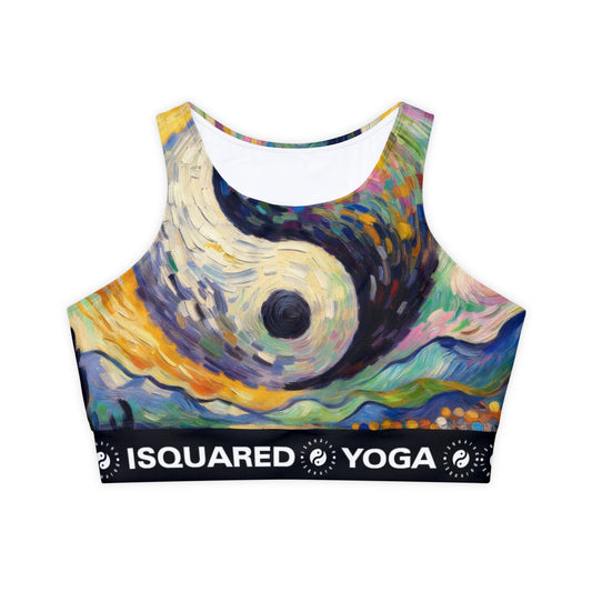 "Spectral Duality: An Impressionist Balance" - Lined & Padded Sports Bra