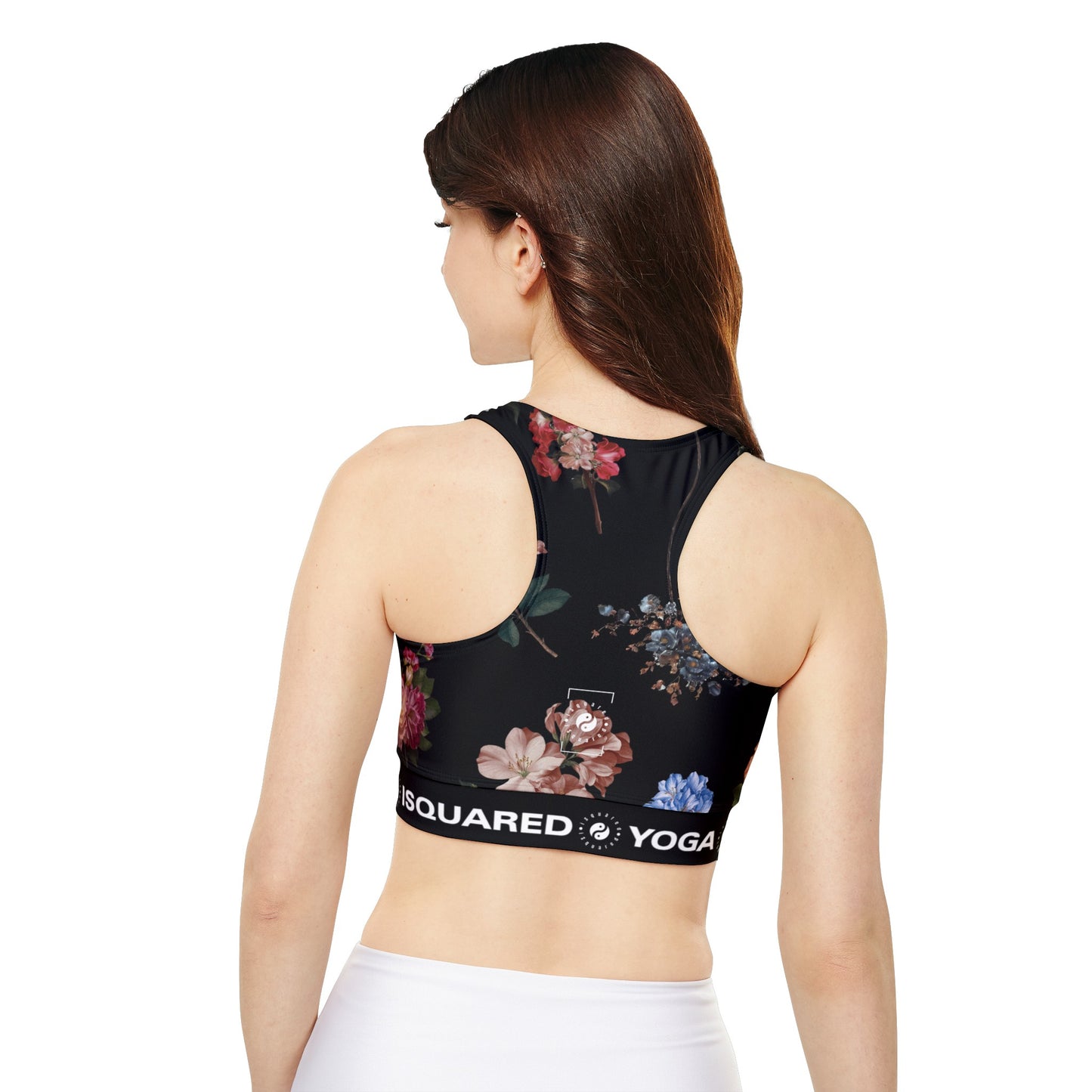 Botanicals on Black - Lined & Padded Sports Bra