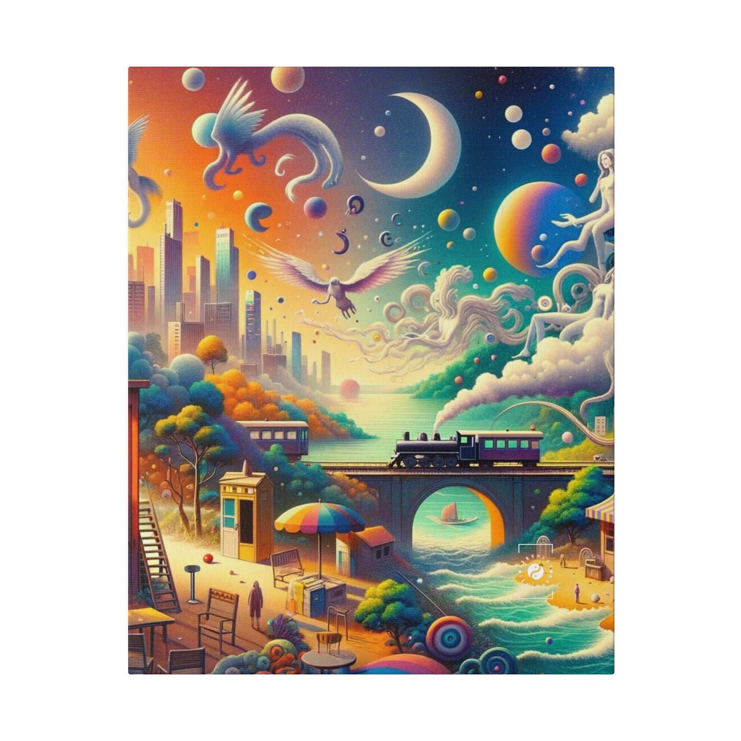 "Mirrors of Metaphor: A Murakami Odyssey" - Art Print Canvas