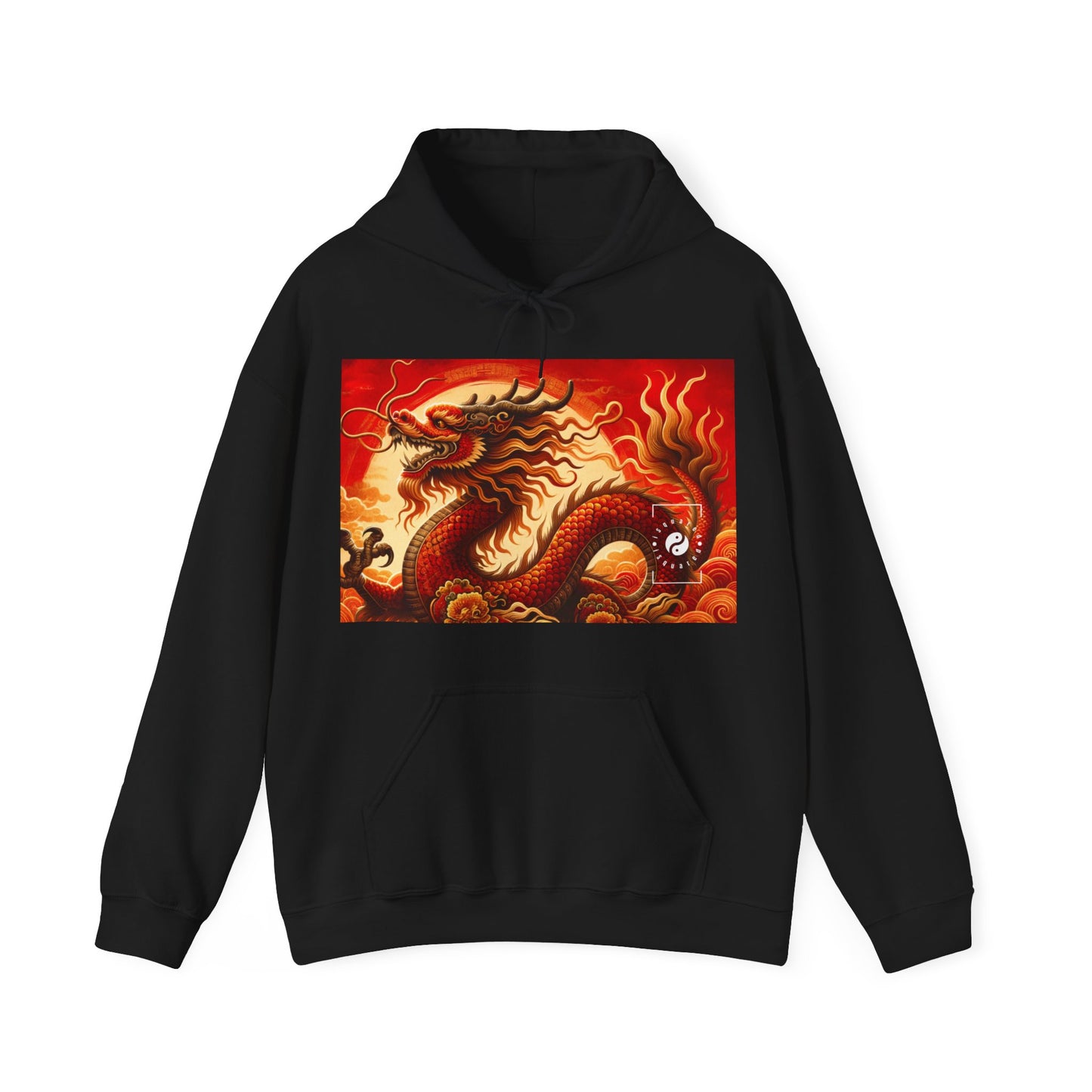 "Golden Dragon Dance in the Crimson Twilight" - Hoodie