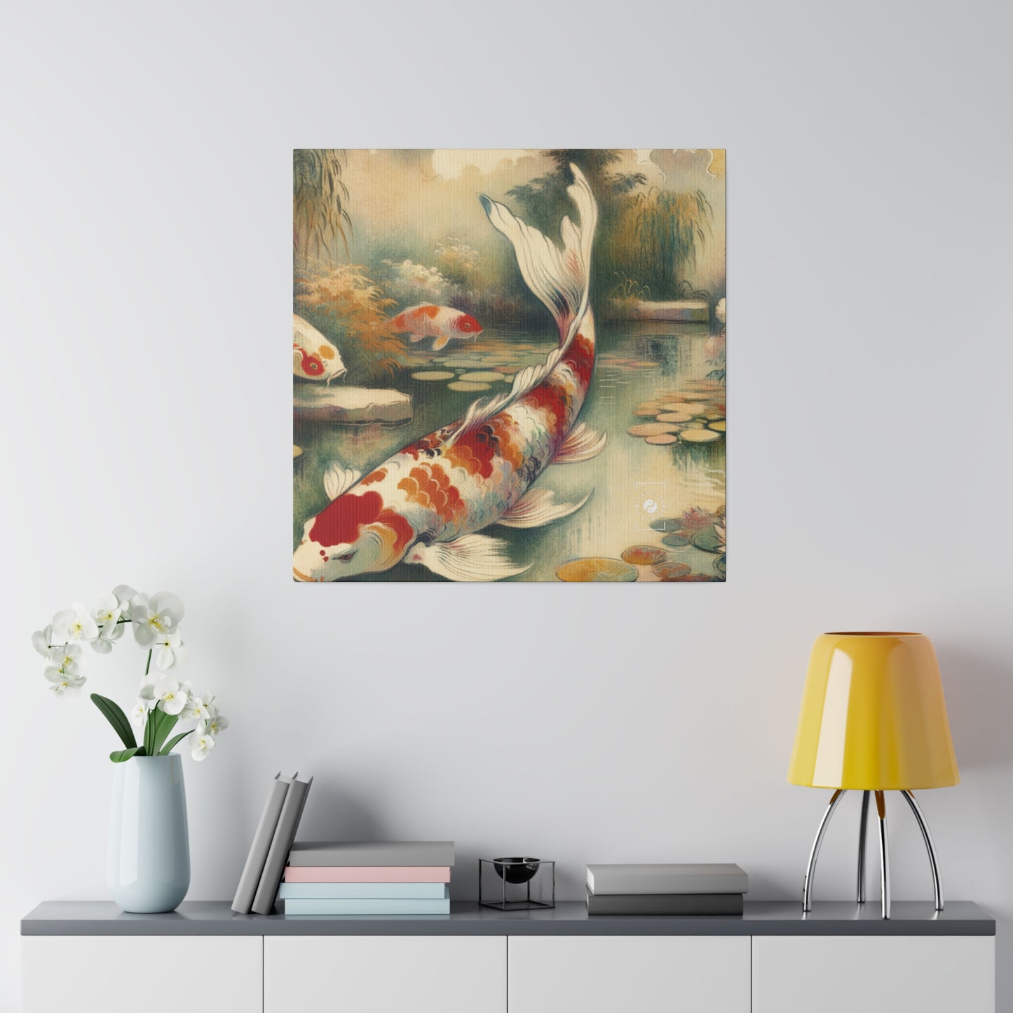 Koi Lily Pond - Art Print Canvas