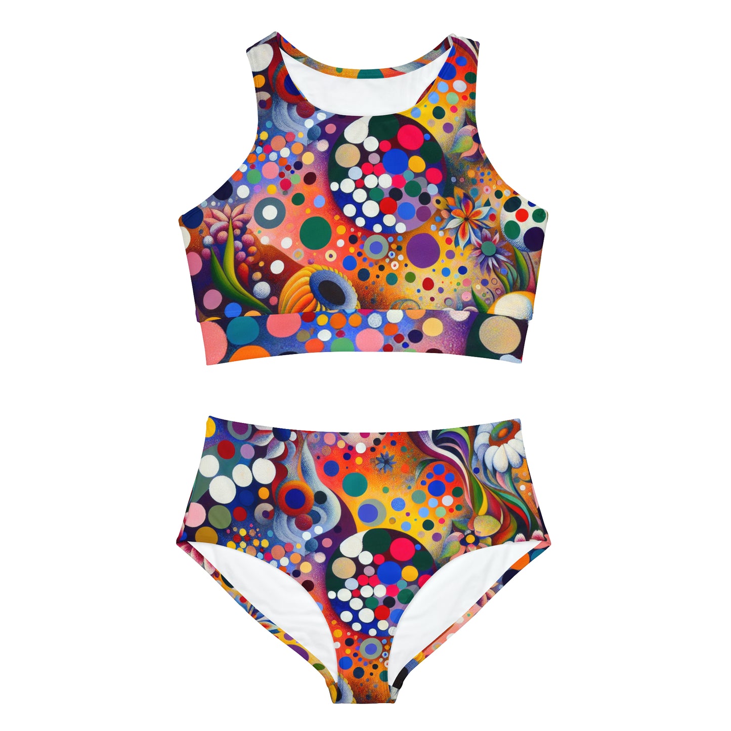 "Polka Petals in Yogic Surrealism: An Artistic Salute to Kusama and Kahlo" - Hot Yoga Bikini Set