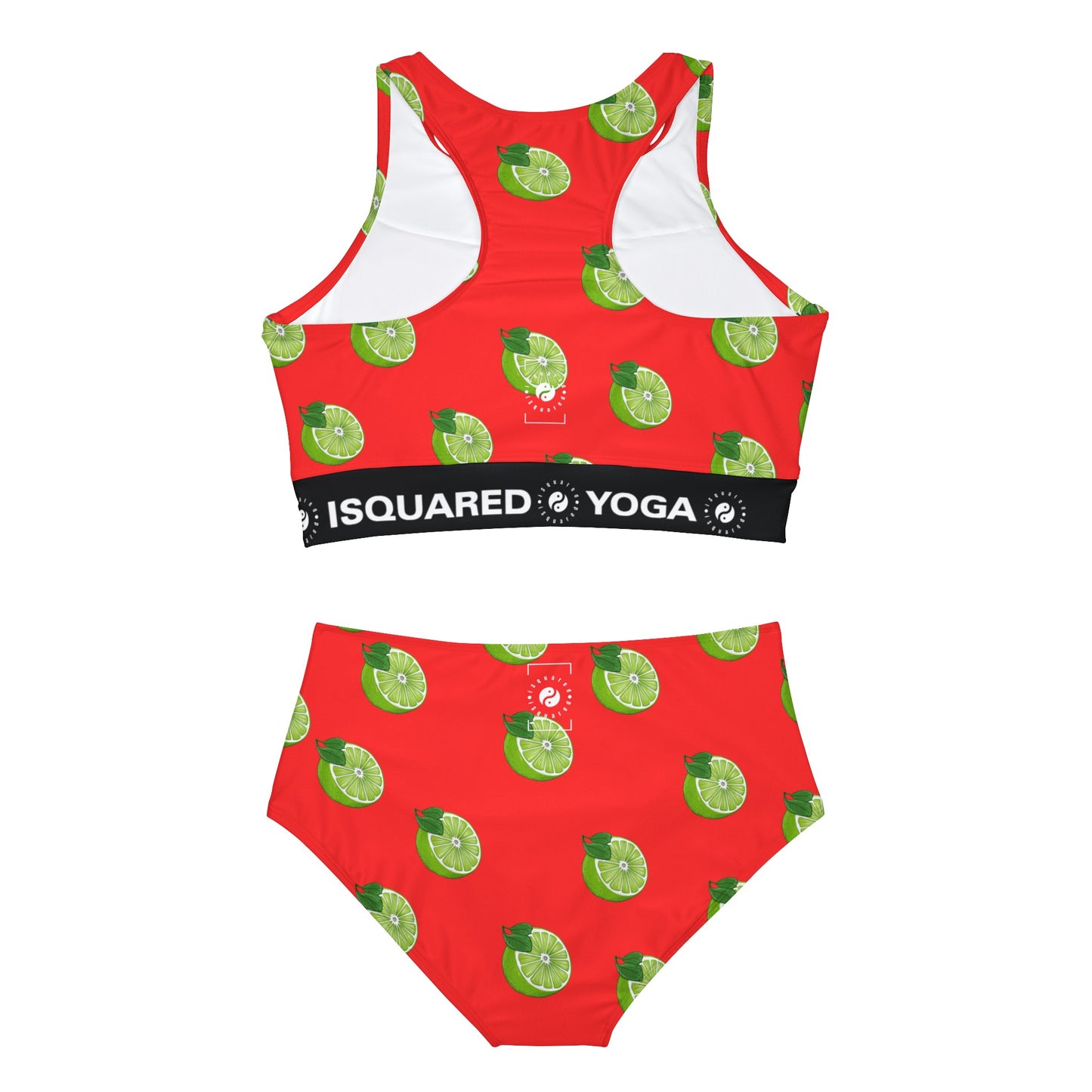 #FF3131 Bright Orange + Lime - Hot Yoga Bikini Set