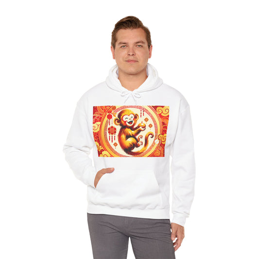 "Golden Simian Serenity in Scarlet Radiance" - Hoodie