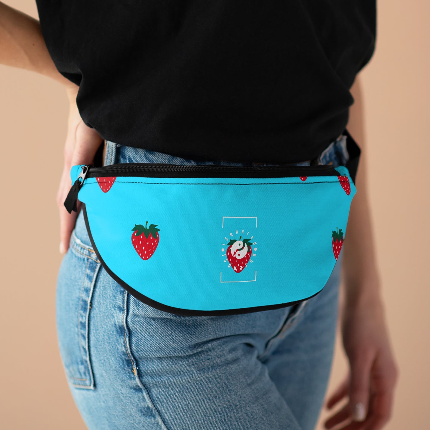 #22DEFF Bleu clair + Fraise - Sac banane