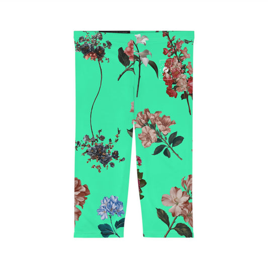 Botanicals on Turquoise - Capri Shorts