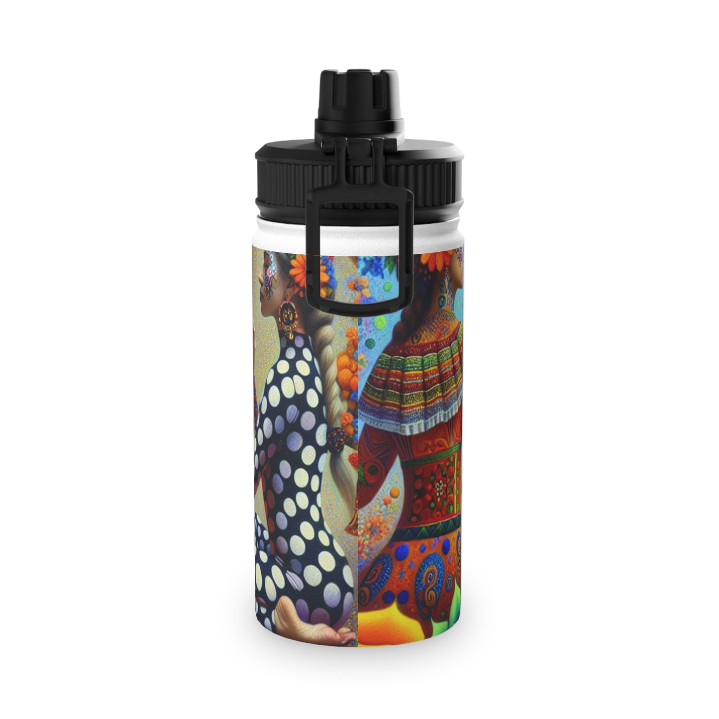 "Kahlo-Kusama Blossom Asanas: A Surreal Yoga Symphony" - Sports Water Bottle