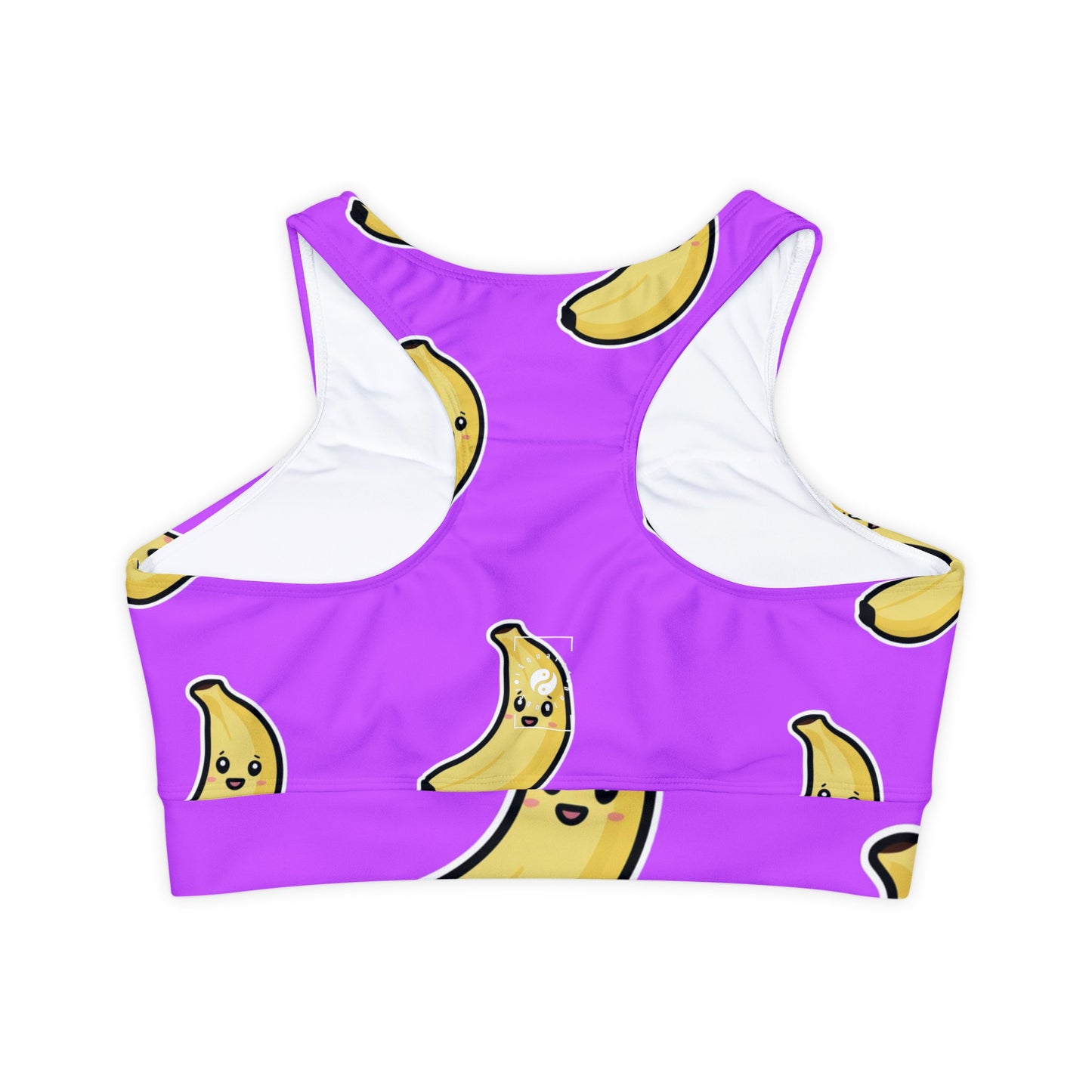 #D65BFF Purple + Banana - Lined & Padded Sports Bra