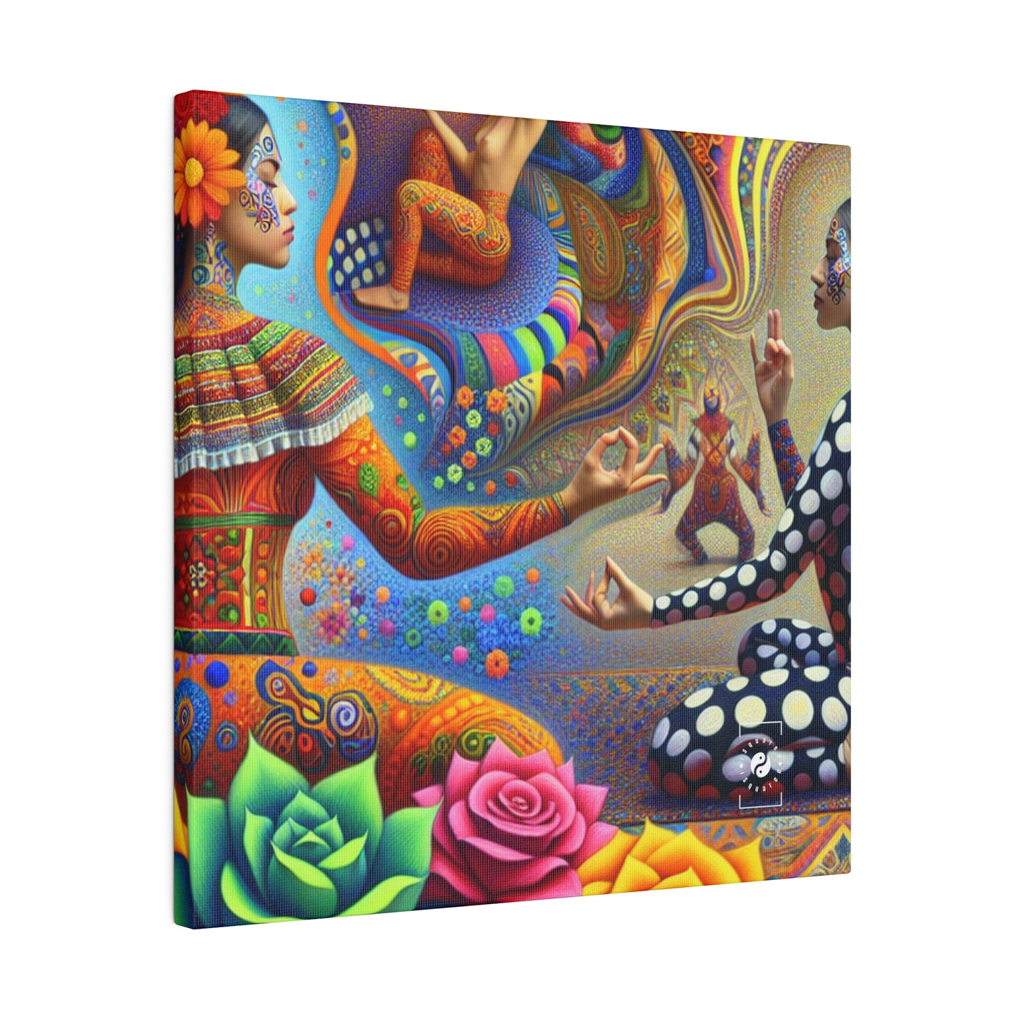 "Kahlo-Kusama Blossom Asanas: A Surreal Yoga Symphony" - Art Print Canvas