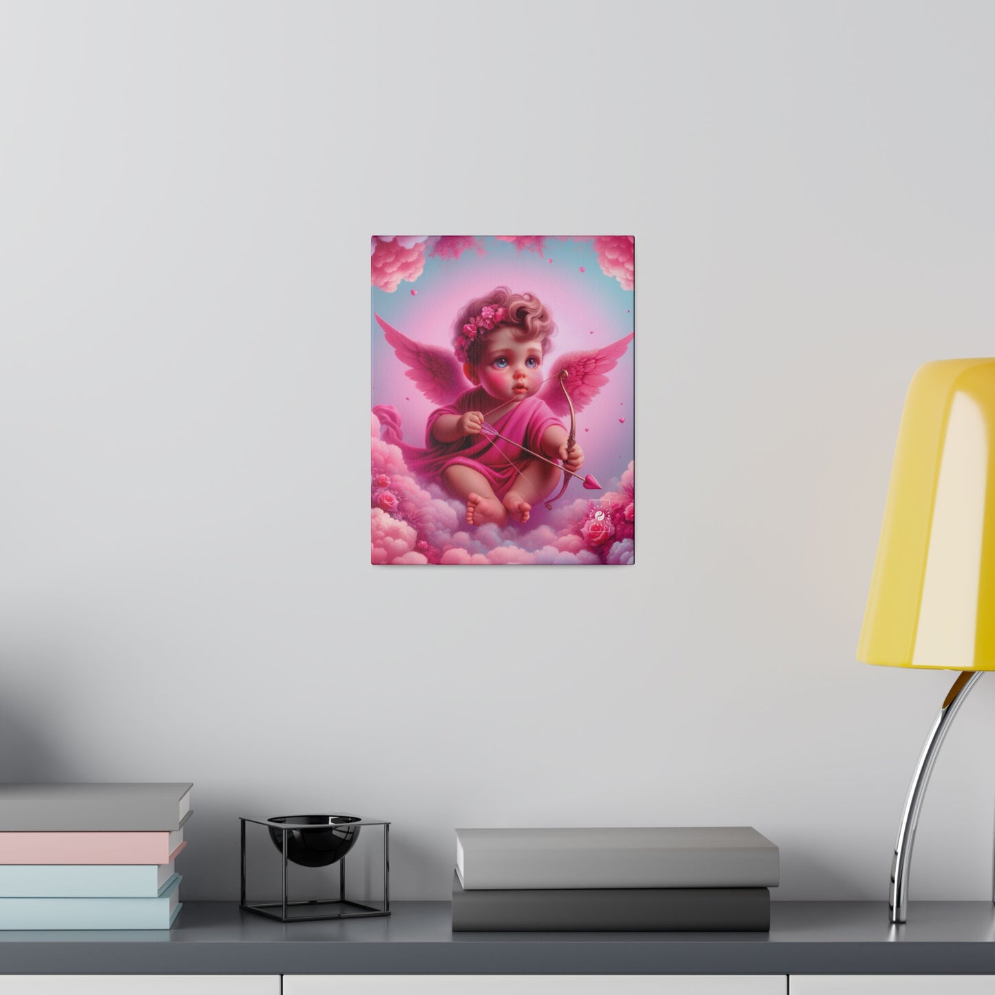 "Bold Blush: A Cupid's Love Affair" - Art Print Canvas