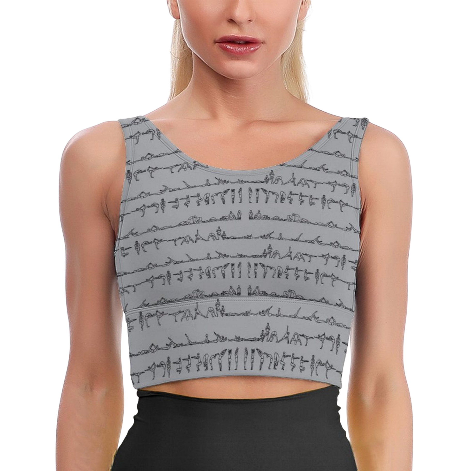 Bikram Pastel iSquared Crop Top with U-back, removable pads, cropped fit, and pastel all-over print