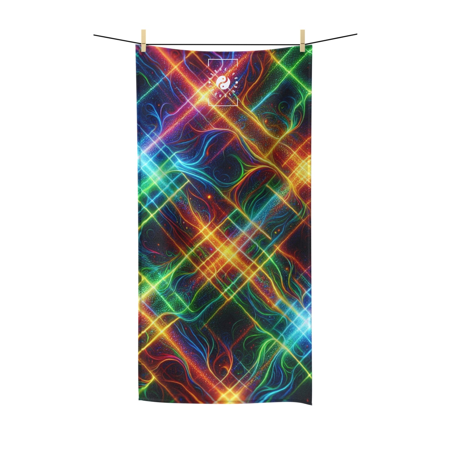 "Neon Plaid Luminosity Matrix" - All Purpose Yoga Towel