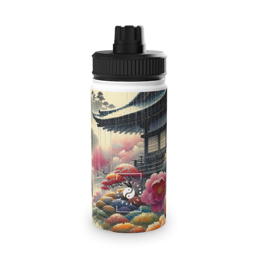 "Rain-drenched Sakura Spectrum" - Sports Water Bottle