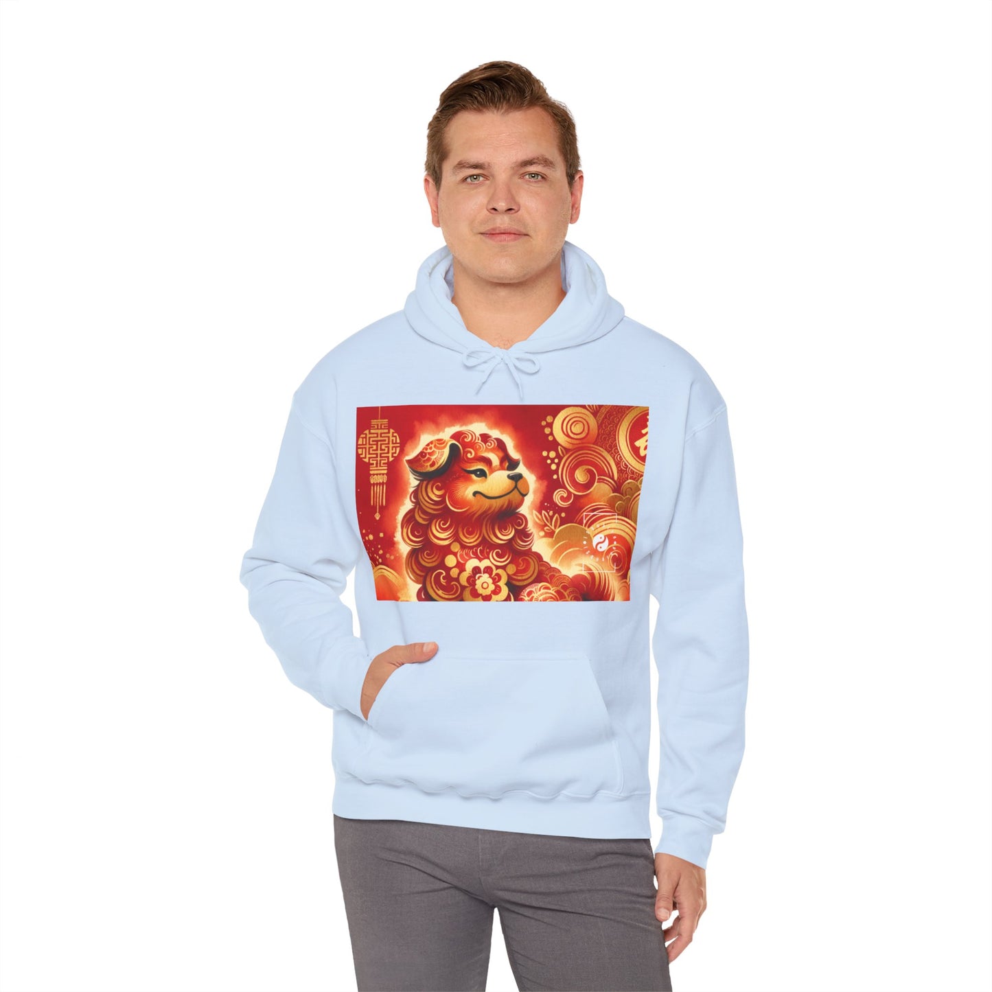 "Golden Canine Emissary on Crimson Tide: A Chinese New Year Odyssey" - Hoodie