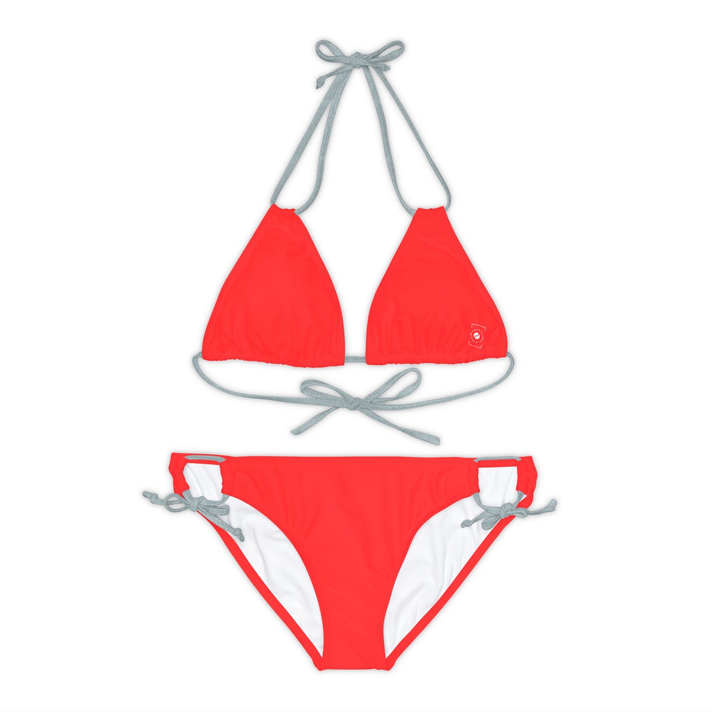 Bright Red FF3131 - Lace-up Bikini Set