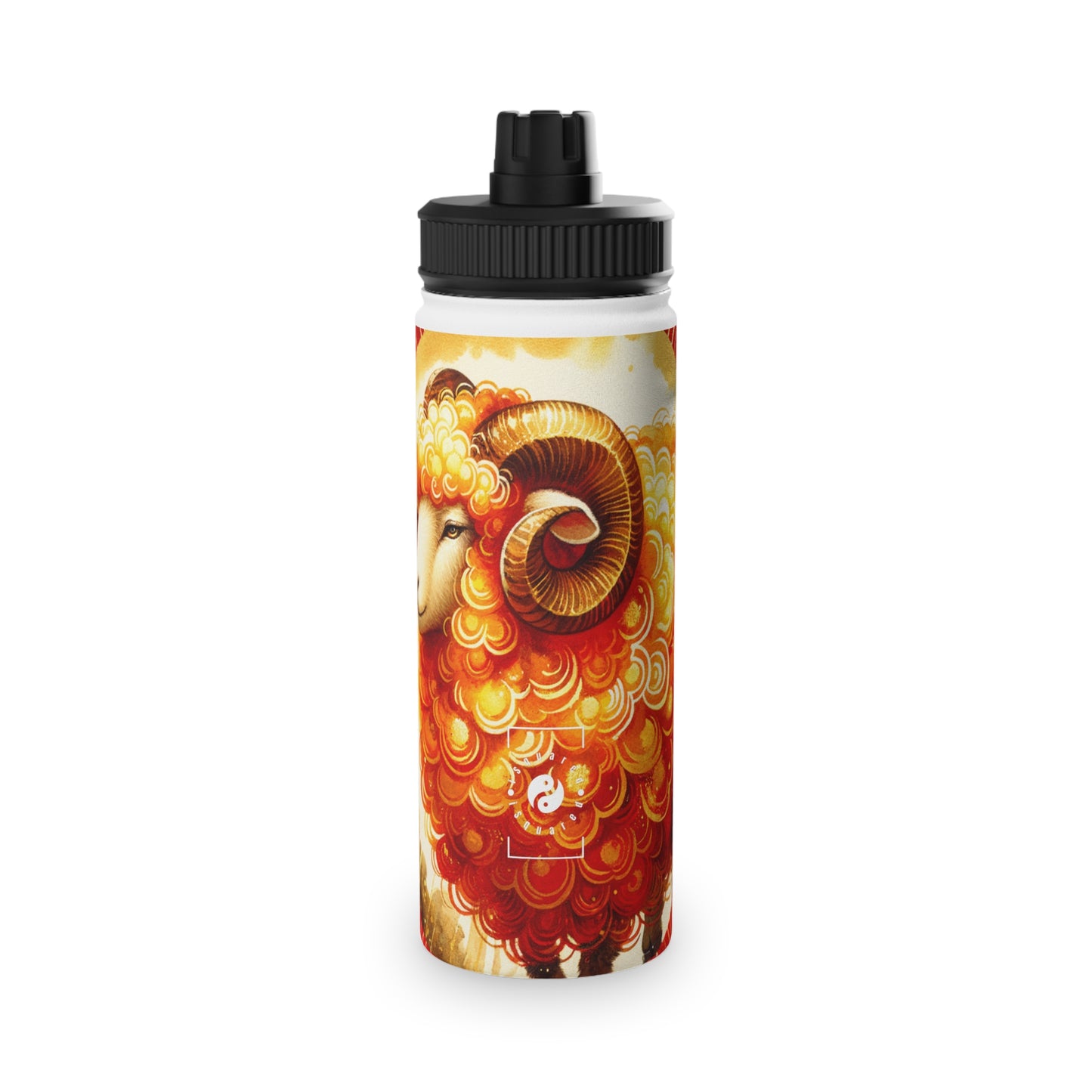 "Auspicious Gold of Divine Ewe: A Lunar New Year Revelry" - Sports Water Bottle