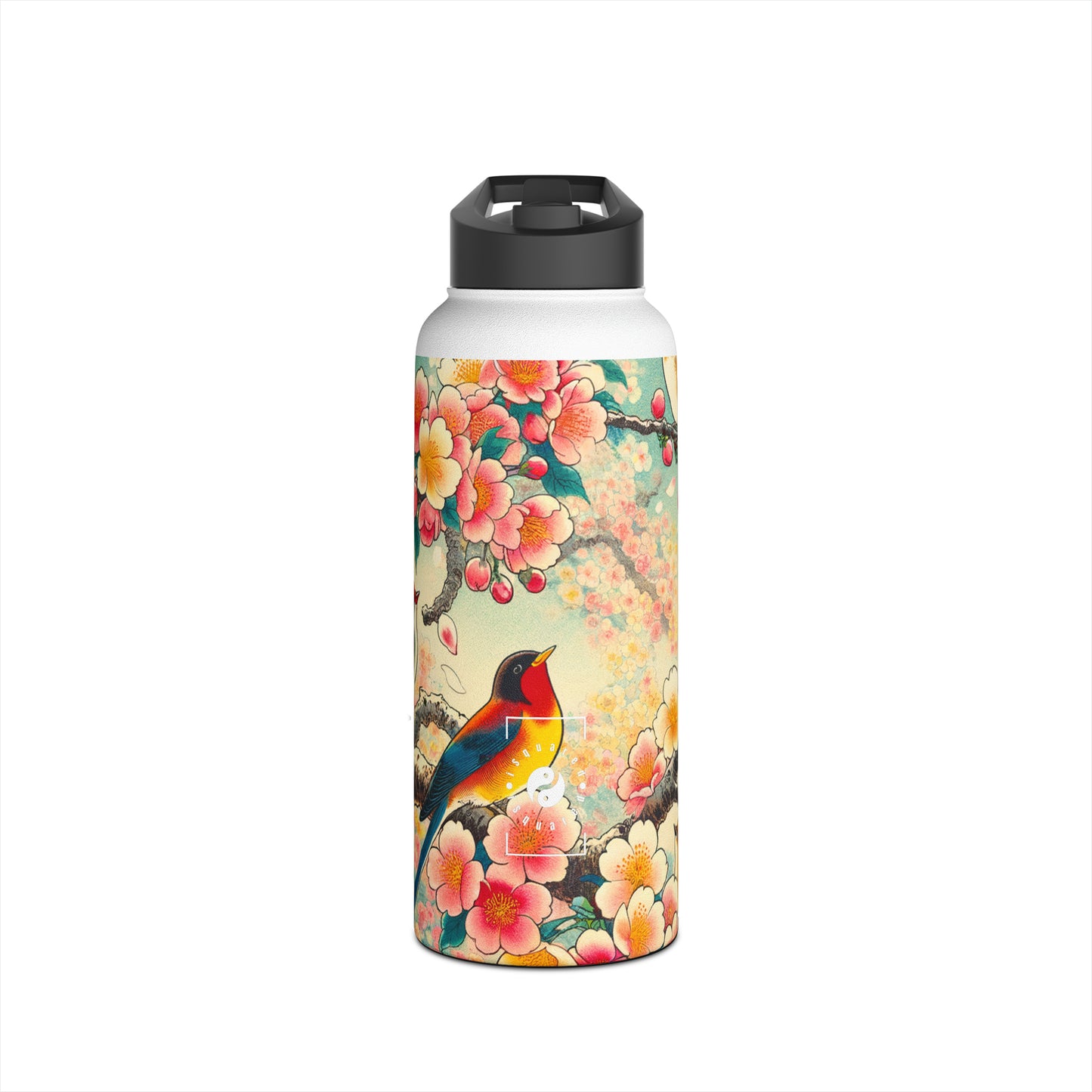 "Verdant Whispers: Sakura Chirping" - Water Bottle