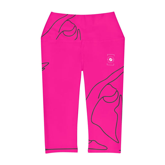 Line Art Pigeon Pose - High Waisted Capri Leggings