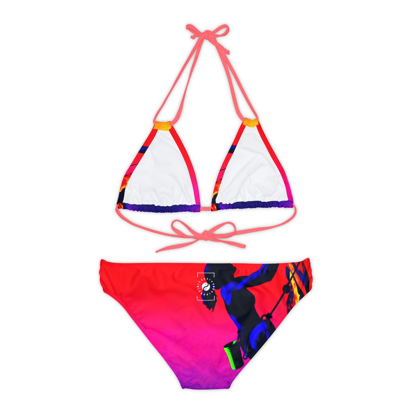 "Technicolour Ascent: The Digital Highline" - Lace-up Bikini Set