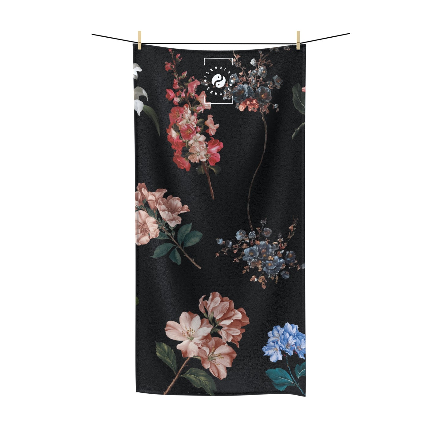 Botanicals on Black - All Purpose Yoga Towel