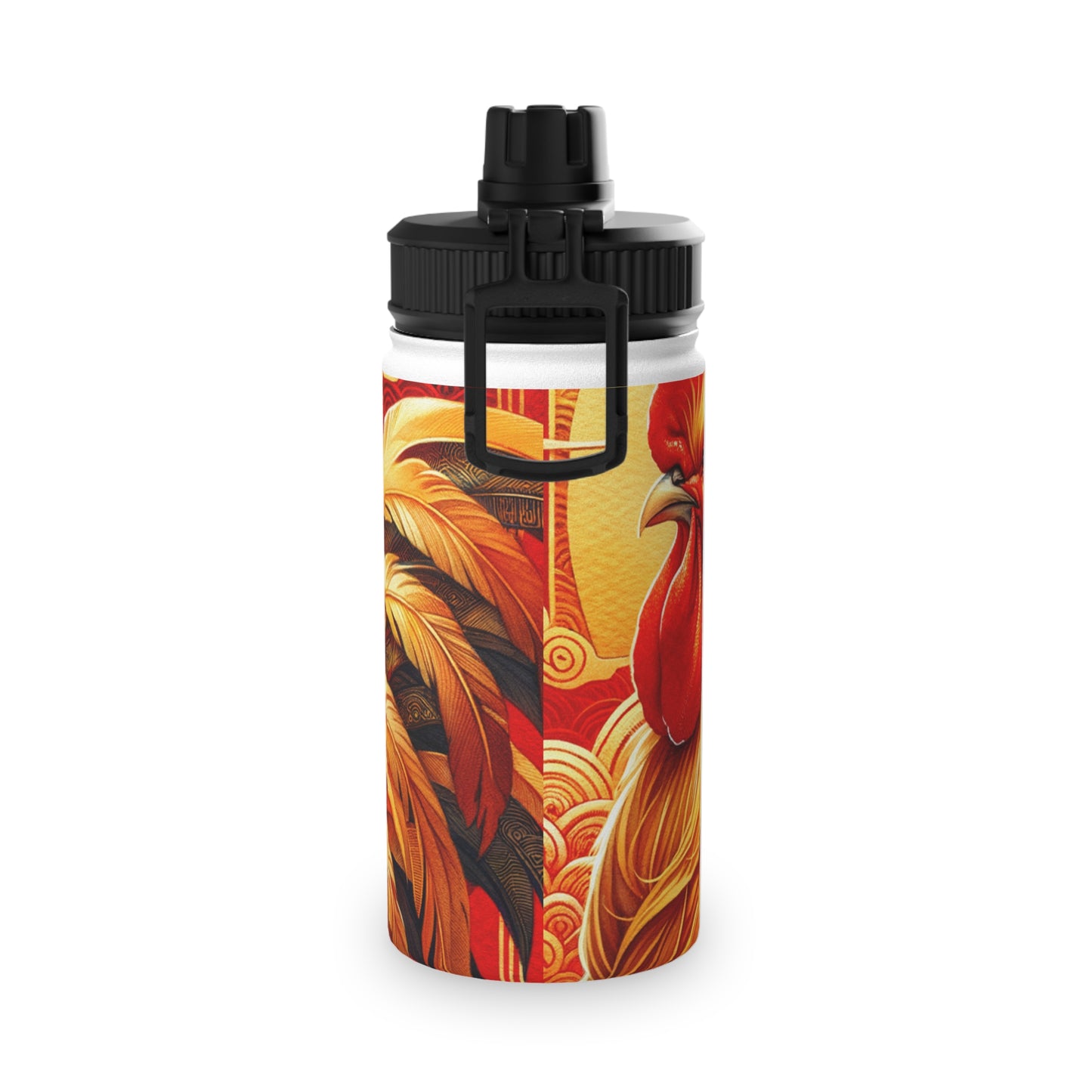 "Crimson Dawn: The Golden Rooster's Rebirth" - Sports Water Bottle