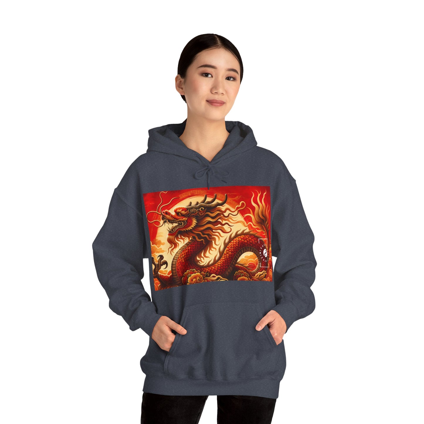 "Golden Dragon Dance in the Crimson Twilight" - Hoodie