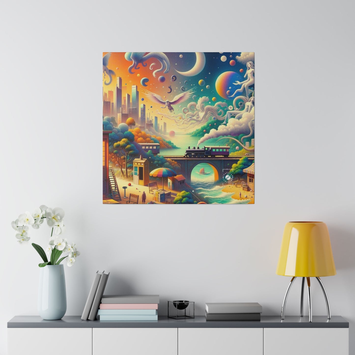 "Mirrors of Metaphor: A Murakami Odyssey" - Art Print Canvas