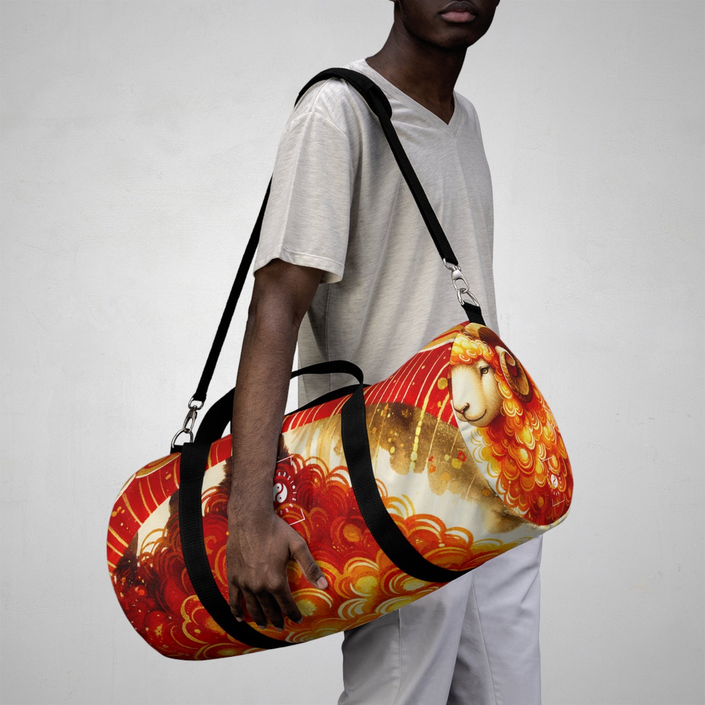 "Auspicious Gold of Divine Ewe: A Lunar New Year Revelry" - Duffle Bag