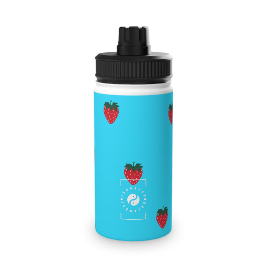 #22DEFF Light Blue + Strawberry - Sports Water Bottle