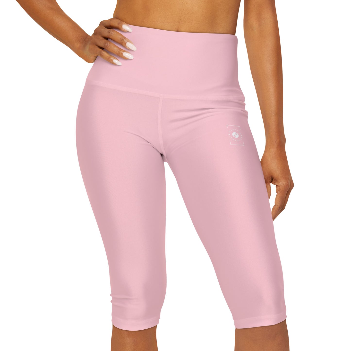 FFCCD4 Light Pink - High Waisted Capri Leggings