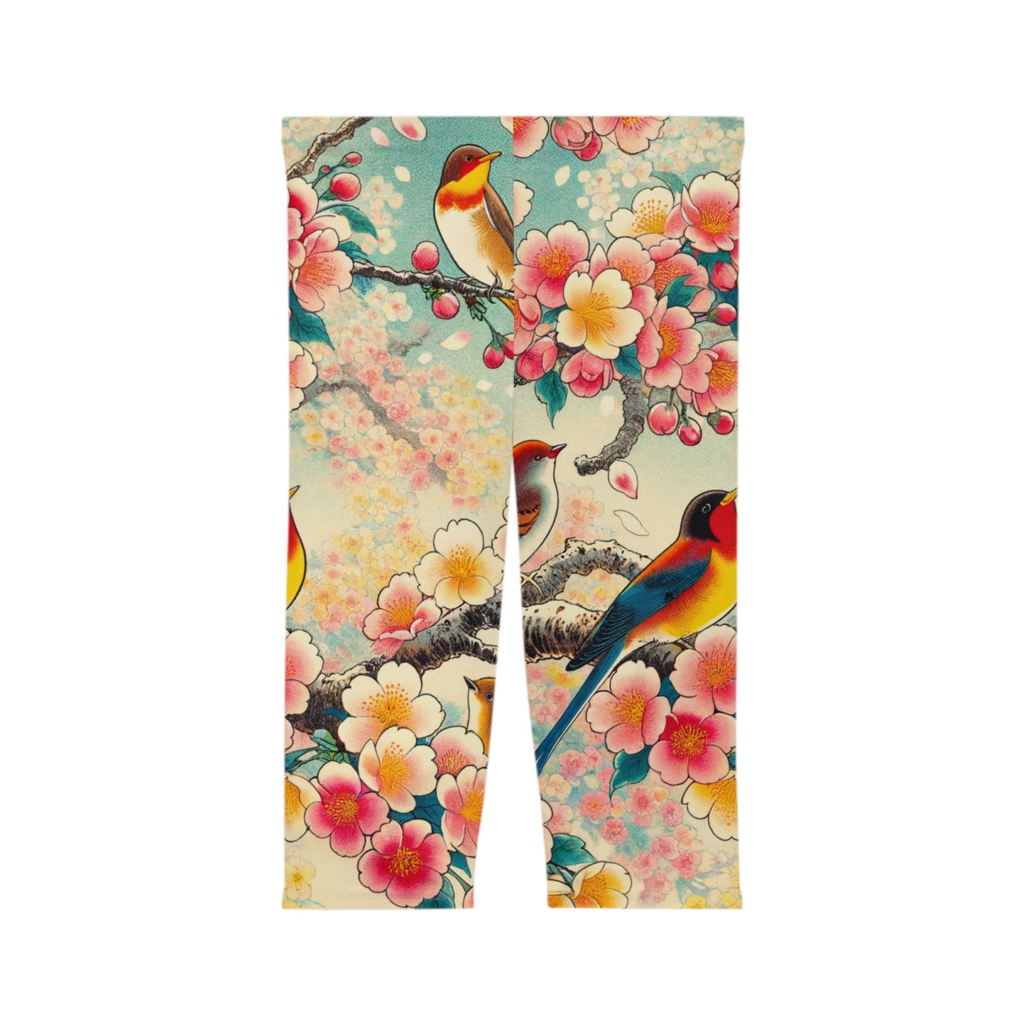 "Verdant Whispers: Sakura Chirping" - Capri Shorts