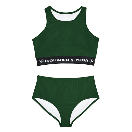 #153B1C Vert forêt - Ensemble de bikini de yoga chaud