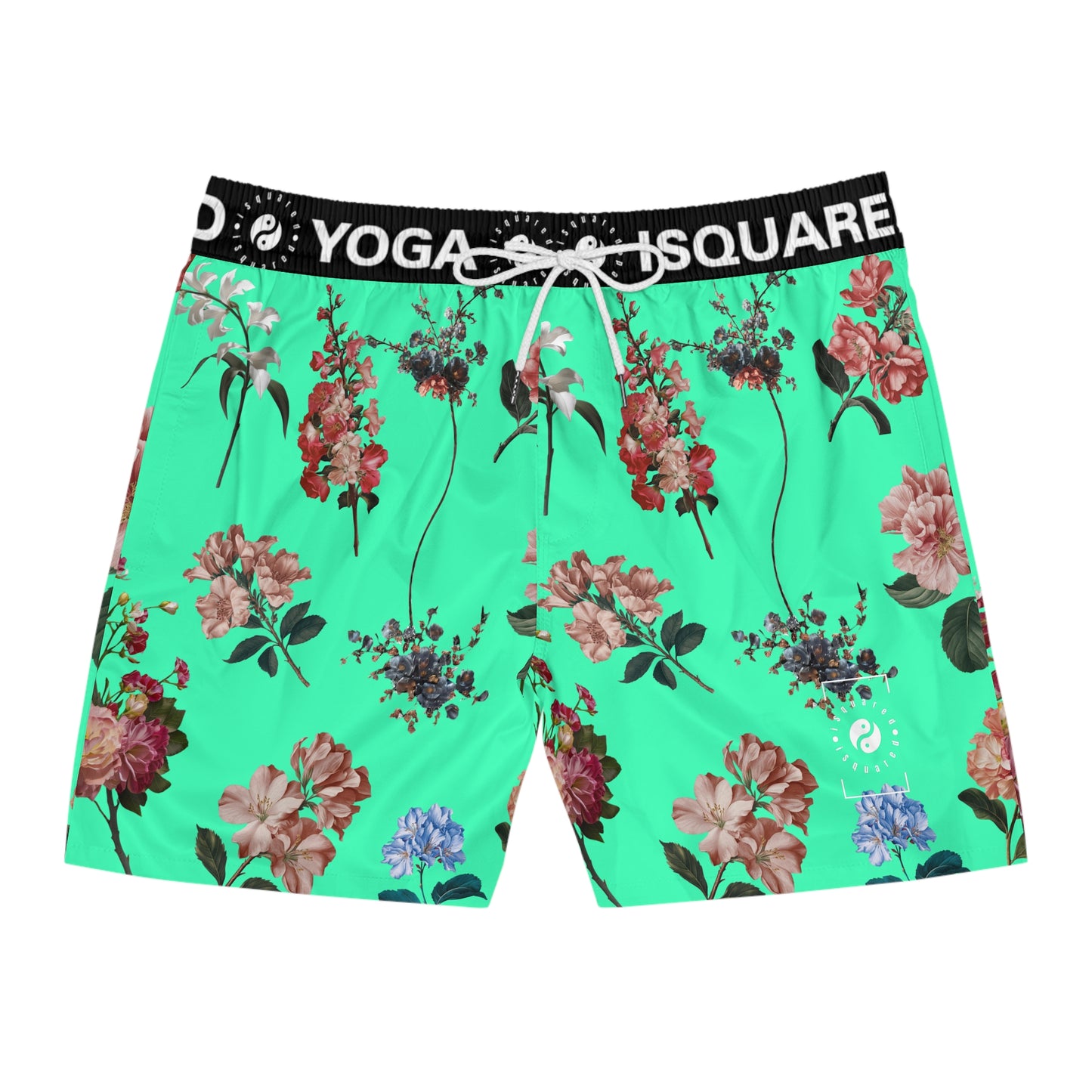 Botanicals on Turquoise - Swim Shorts (Mid-Length) for Men